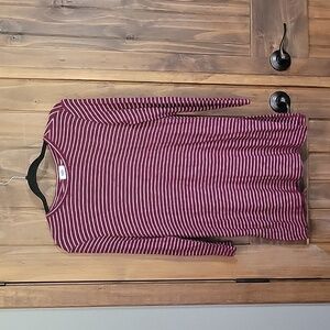 Old Navy Burgandy and white Striped Tunic